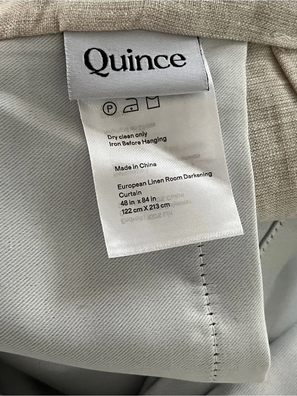 Quince Set of 2 European Linen Room Darkening Curtain Panels in Flax 48x84